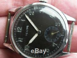 WWII German Helios Army Issue DH Military Watch 34mm AS1130 Unusual watch back