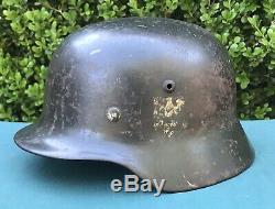 WWII German M35 Helmet Heer Army NS66 Lot 5092 with Original Liner and Paint