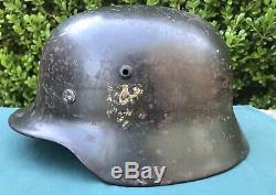 WWII German M35 Helmet Heer Army NS66 Lot 5092 with Original Liner and Paint