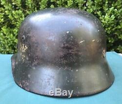 WWII German M35 Helmet Heer Army NS66 Lot 5092 with Original Liner and Paint