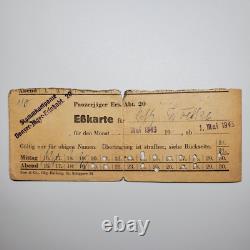 WWII German Mess Card Panzerjäger Ersatz Abt. 20 May 1943 Stamped Document Army