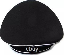 WWII German SS Elite Officer HAT Officer Army Wool Visor Crusher Cap Black