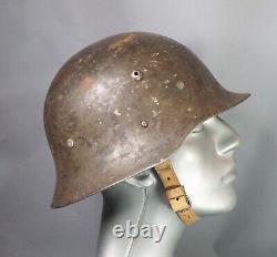 WWII German Type 1 Bulgarian Army Steel Combat Helmet M36 M1936 withRolled Edge