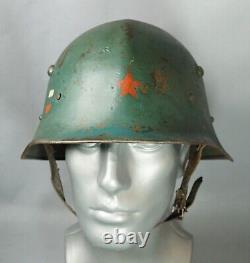 WWII German Type 1 Bulgarian Army Steel Combat Helmet M36 M1936 withRolled Edge