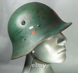 WWII German Type 1 Bulgarian Army Steel Combat Helmet M36 M1936 withRolled Edge