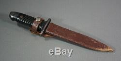 WWII German Wehrmacht Army Heer Soldier Knife w Leather Scabbard Sheath Marked