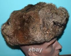 WWII German Winter Combat Army Russian Soviet Rabbit Fur Hat Cap