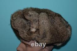 WWII German Winter Combat Army Russian Soviet Rabbit Fur Hat Cap