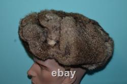 WWII German Winter Combat Army Russian Soviet Rabbit Fur Hat Cap