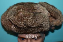 WWII German Winter Combat Army Russian Soviet Rabbit Fur Hat Cap