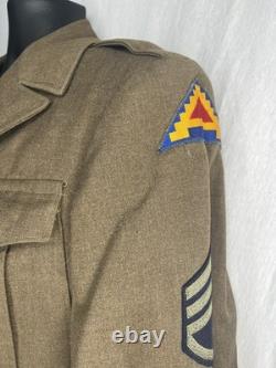 WWII Ike Jacket German Made Bullion 3rd Army and Bevo-weave 7th Army patches 36L