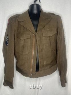 WWII Ike Jacket German Made Bullion 3rd Army and Bevo-weave 7th Army patches 36L