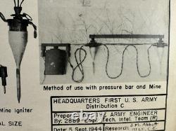 WWII RARE 1944 First Army Engineer German Igniter Identification Chart 21 X 17