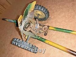 WWII TIN WIND UP ARMY VEHICLE w TOY GERMAN SOLDIERS CANNON LINEOL ELASTOLIN WW2