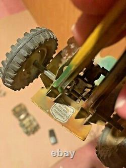 WWII TIN WIND UP ARMY VEHICLE w TOY GERMAN SOLDIERS CANNON LINEOL ELASTOLIN WW2