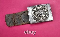 WWII WW1 German belt buckle gott mitt uns army military leather tab vet estate