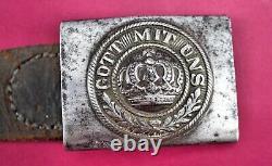 WWII WW1 German belt buckle gott mitt uns army military leather tab vet estate