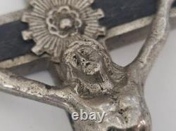 WWII WW2 German Army Wehrmacht Officer Pectoral Cross Skull Pendant Relic! B33