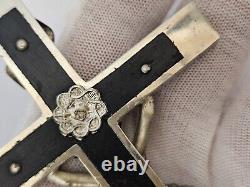 WWII WW2 German Army Wehrmacht Officer Pectoral Cross Skull Pendant Relic! BF91