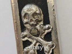 WWII WW2 German Army Wehrmacht Officer Pectoral Cross Skull Pendant Relic! BF91