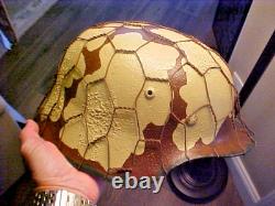 WWll German Army Camo Helmet withChicken Wire and Fine Leather Liner Unused Nice