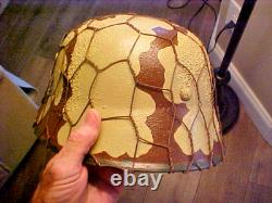 WWll German Army Camo Helmet withChicken Wire and Fine Leather Liner Unused Nice