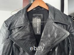 WWll WW2 german officers black leather greatcoat by STURM MADE IN GERMANY sz52