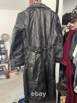 WWll WW2 german officers black leather greatcoat by STURM MADE IN GERMANY sz52