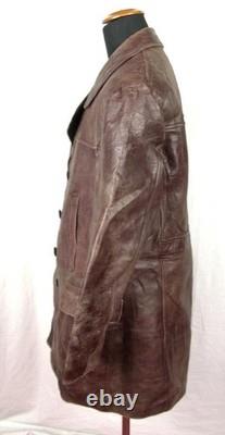 Ww2 German Army Officer Brown Leather Coat Jacket
