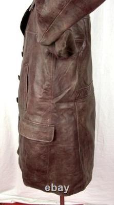 Ww2 German Army Officer Brown Leather Coat Jacket