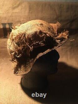 Ww2 German Helmet With Helmet Hessian Cover And Barb Wire