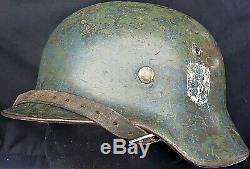 Ww2 German Model 1935 Double Decal Heer Army Helmet Et68 Large Size Chinstrap