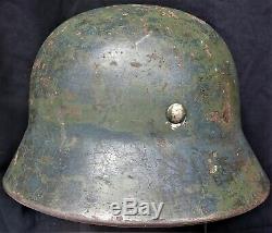 Ww2 German Model 1935 Double Decal Heer Army Helmet Et68 Large Size Chinstrap