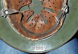 Ww2 German Model 1935 Double Decal Heer Army Helmet Et68 Large Size Chinstrap