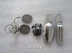 Ww2 Us Marine Dog Tag Officers Hat Sterling Badge German Army Folding Fork Spoon