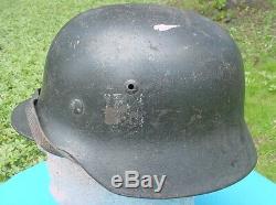 Wwii German M35 Army Helmet With Liner And Chinstrap Combat Veteran