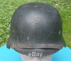 Wwii German M35 Army Helmet With Liner And Chinstrap Combat Veteran