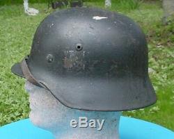 Wwii German M35 Army Helmet With Liner And Chinstrap Combat Veteran