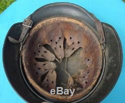 Wwii German M35 Army Helmet With Liner And Chinstrap Combat Veteran