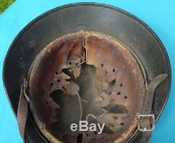 Wwii German M35 Army Helmet With Liner And Chinstrap Combat Veteran