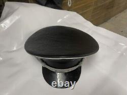 Wwii German Ss Elite Officer Hat Officer Army Leader Visor Crusher Cap Black