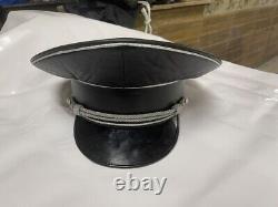 Wwii German Ss Elite Officer Hat Officer Army Leader Visor Crusher Cap Black