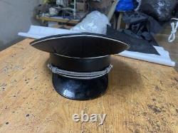 Wwii German Ss Elite Officer Hat Officer Army Leader Visor Crusher Cap Black