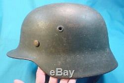Wwii M-40 German Army Helmet With Liner And Chinstrap