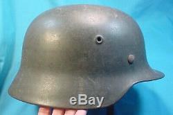 Wwii M-40 German Army Helmet With Liner And Chinstrap