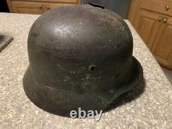 100% Original German World War 2 Ww2 Allemand Heer Army Helmet Bataille Endommagée