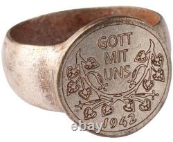 1942 Dieu avec nous Anneau allemand de la Seconde Guerre mondiale WWII Gott mit uns Armée allemande Wehrmacht force