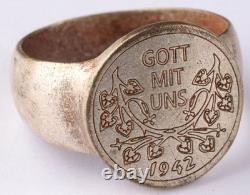 1942 Dieu avec nous Anneau allemand de la Seconde Guerre mondiale WWII Gott mit uns Armée allemande Wehrmacht force