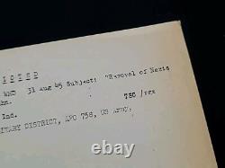 1945 Document de guerre militaire américain sur le retrait des nazis du général Eisenhower pendant la Seconde Guerre mondiale