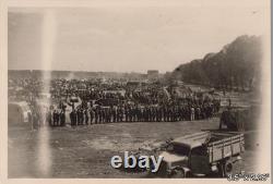 1945 Rehna Allemagne enclos de prisonniers de guerre allemands de la Seconde Guerre mondiale armée PETITE PHOTO VINTAGE